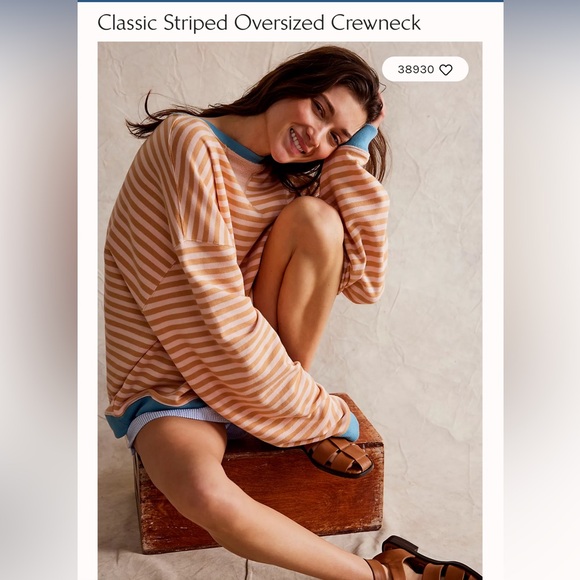 NWT Free People Classic Striped Oversized crewneck - Picture 4 of 4